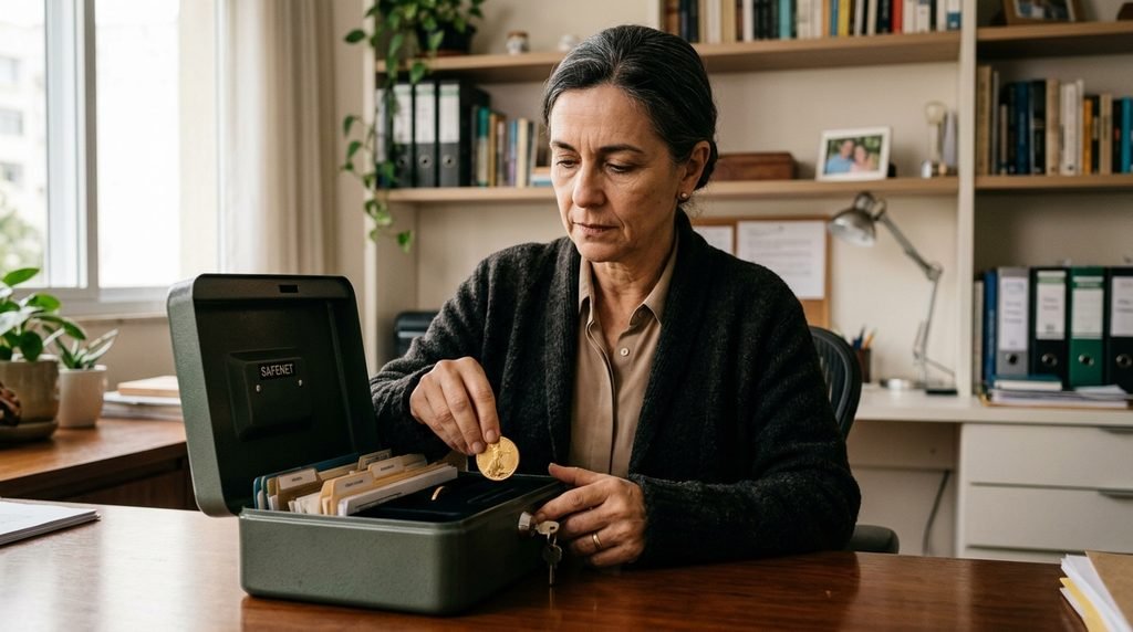 Persona guardando oro físico de forma segura para proteger su inversión"