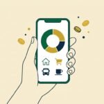 Celular con una app para controlar gastos mostrando gastos por categoría
