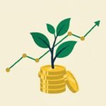 Planta creciendo sobre monedas como símbolo de invertir dinero